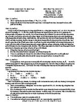Đề kiểm tra học kỳ I môn Hóa học Lớp 8 - Năm học 2019-2020 - Phòng giáo dục và đào tạo Tân Phú
